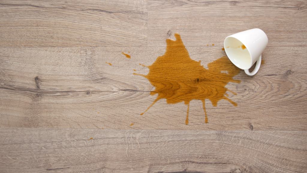 spilled coffee on laminate flooring